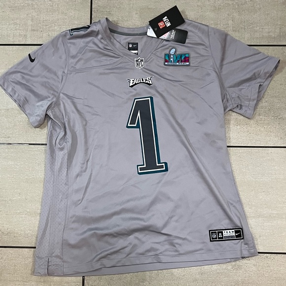 Philadelphia Eagles Jalen Hurts #1 Nike Gray Super Bowl LVII Patch Jersey - Picture 2 of 8